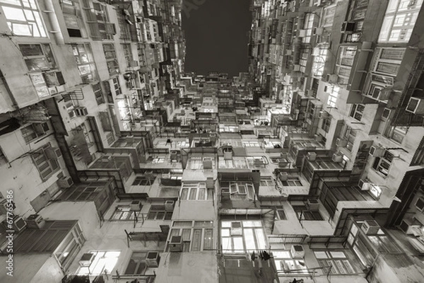 Fototapeta Old apartment building in Hong Kong
