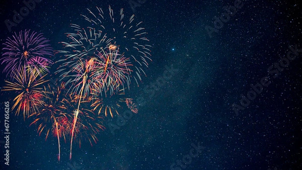Obraz Fireworks with Night Sky Background