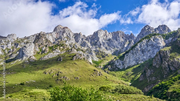 Obraz Picos de Europa National Park, located in the north of the Iberian Peninsula, nestled in the Cantabrian Mountains and between Asturias, León and Cantabria. In Cantrabria, Spain.