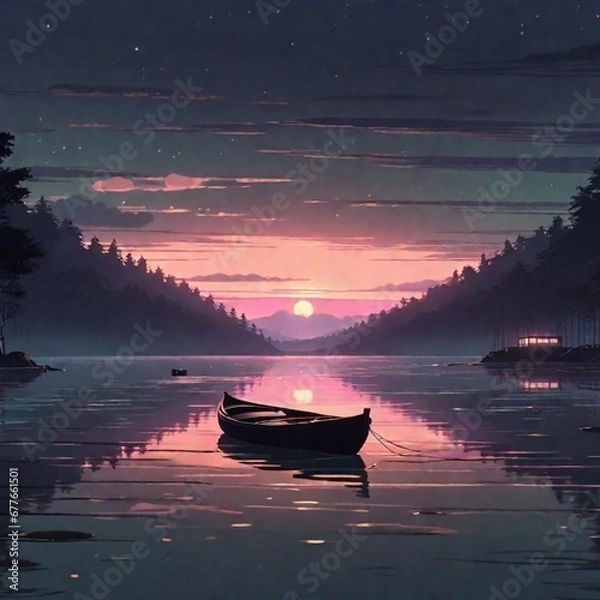 Obraz sunset over the lake