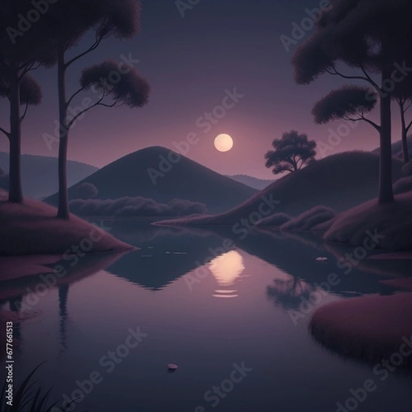 Obraz sunset over the lake