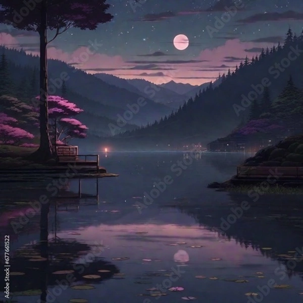 Obraz sunset over the lake