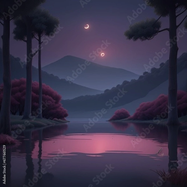 Obraz sunset over the lake