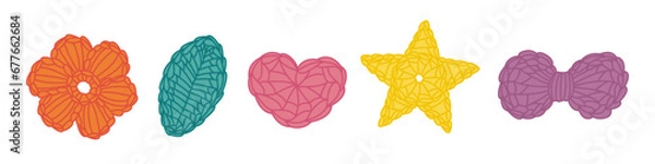 Obraz Various crochet shapes set. Crocheting hobby objects. Flat style vector illustration