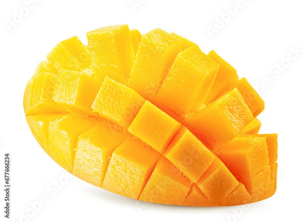 Fototapeta tasty mango slices isolated on the white background. Clipping path