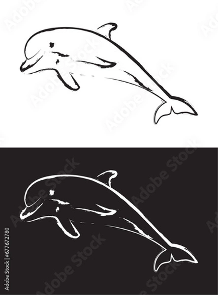 Obraz Hand drawn jumping dolphin