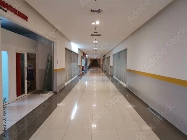 Fototapeta Empty brightly lit walkway