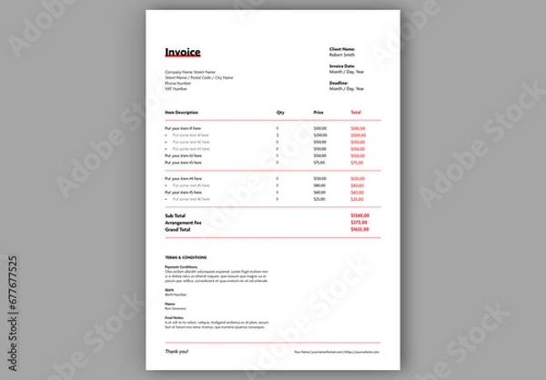 Fototapeta Business Invoice Receipt Layout