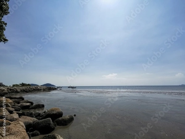 Fototapeta Seaside view with bright sky