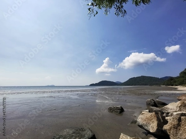Fototapeta Seaside view with bright sky