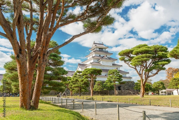 Obraz Historical landmark Tsurugajo castle in Aizuwakamatsu city, Fukushima, Japan