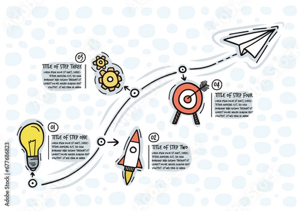 Fototapeta Startup timeline infographic template. Vector illustration.