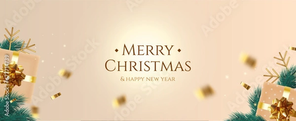 Obraz 3d Realistic christmas golden ornament vector