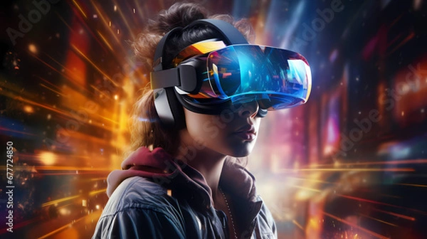 Fototapeta Abstract and futuristic, artificial intelligence poster web page PPT background, digital technology background