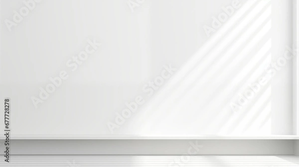 Fototapeta White abstract geometric background for product presentation. Shadow and light from windows