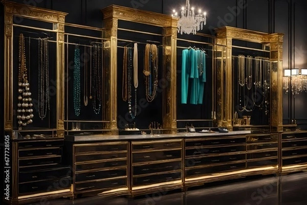 Fototapeta a stylish and organized display for jewelry and accessories in your dressing area