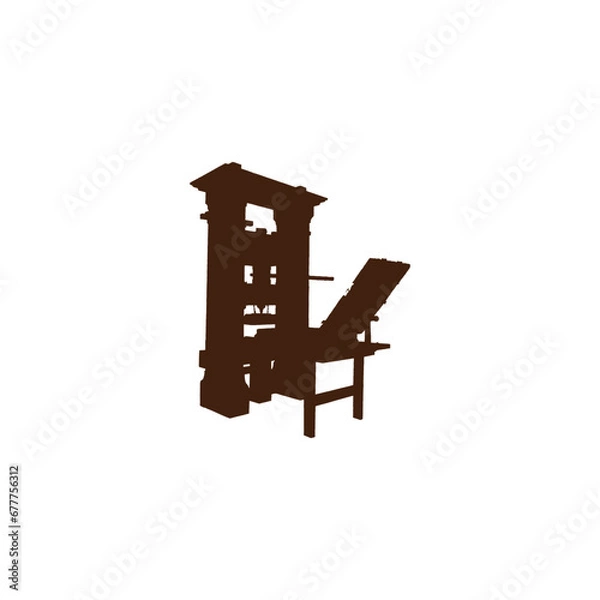 Obraz Gutenberg printing press icon. Simple style printing company poster background symbol. Gutenberg printing press brand logo design element. 