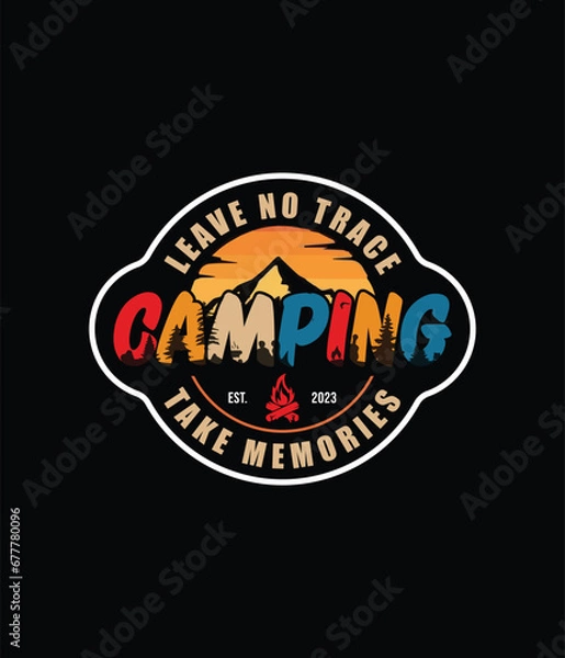 Fototapeta Camping T-shirt Design Vector