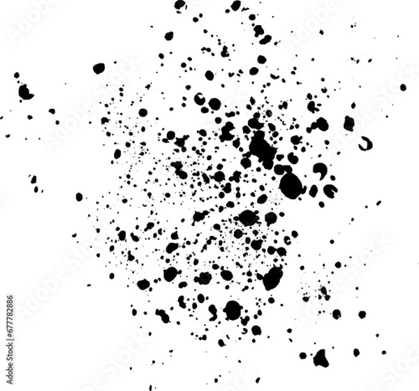 Fototapeta Splashed paint stain, splash texture of small particles. Uneven ink droplets, grunge effect.
