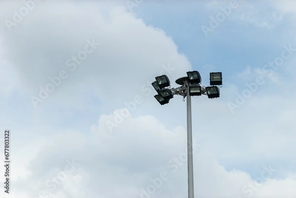 Fototapeta Spotlights In general, spotlights have a duty to illuminate a wide area, can be rotated to allow the light to shine in the direction that the user wants to focus on the desired point.