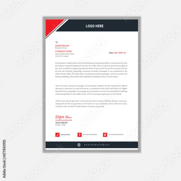 Fototapeta Creative letterhead Design Template With Geometric Shapes. A4 paper, Corporate Layout Design Template