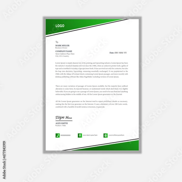 Fototapeta Creative letterhead Design Template With Geometric Shapes. A4 paper, Corporate Layout Design Template