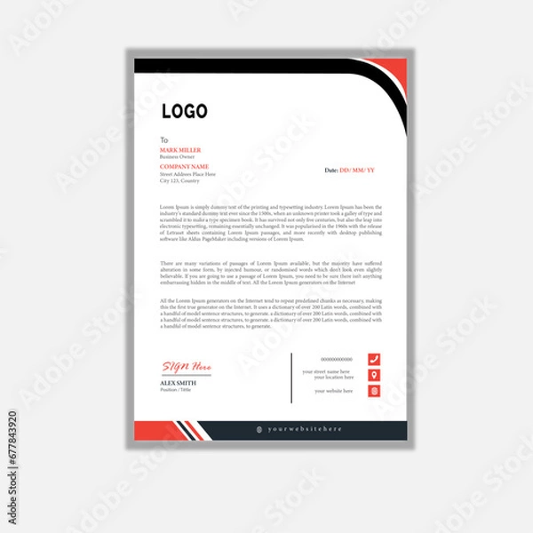 Fototapeta Creative letterhead Design Template With Geometric Shapes. A4 paper, Corporate Layout Design Template