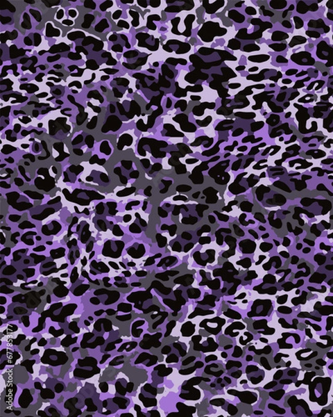 Fototapeta Full seamless leopard cheetah texture animal skin pattern. Purple textile fabric print. Suitable for fashion use. Vector illustration.
