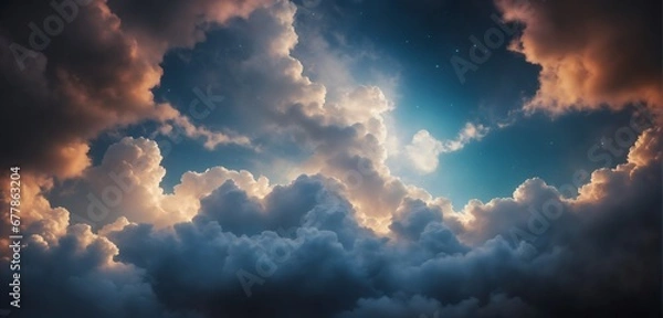 Obraz Dramatic sky with dark clouds background. Just before the storm. Dramatic light. 