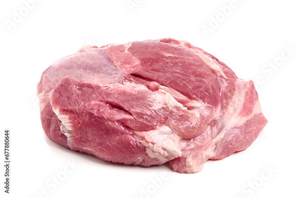 Fototapeta Raw pork ham, pork leg, isolated on white background.