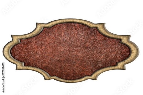 Obraz vintage leather sign in a figured metal frame isolated on a whit