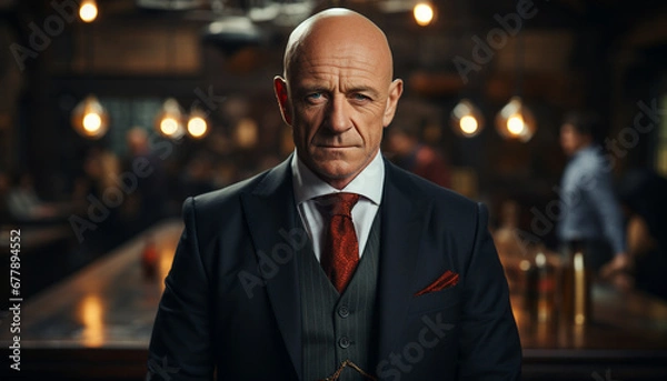 Fototapeta Successful businessman in a suit, confident, looking at camera generated by AI