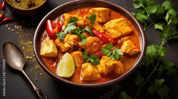 Fototapeta Chicken And Sweet Potato Curry Natural Colors , Background For Banner, HD