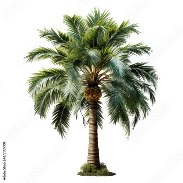 Fototapeta 3d illustration single palm tree, transparent background