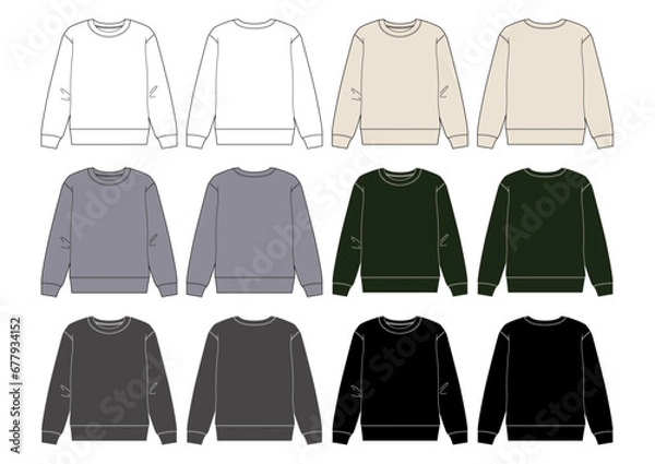 Fototapeta ベーシックスウェットカラーバリエーション/メンズレディース/線画前後セット