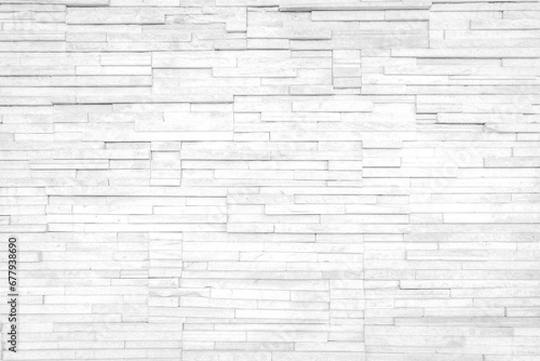 Fototapeta White brick wall background in rural room famed modern or kitchen wallpaper concept stonework texture.
