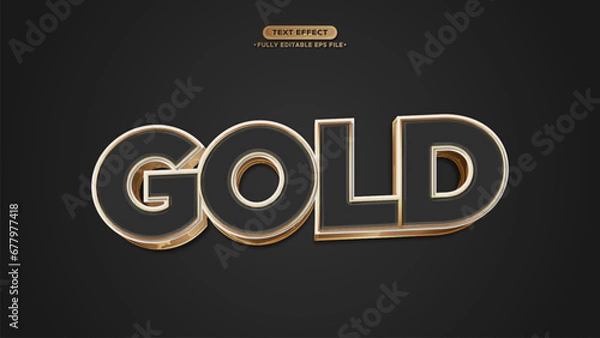 Fototapeta 3D Golden Vector Text Effect with Black background fully editable font and text
