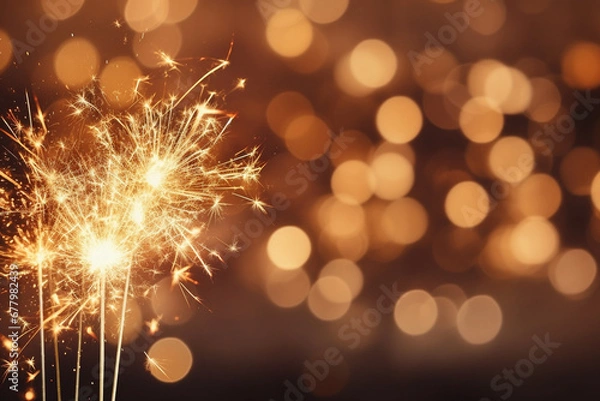 Obraz Sparkler,Burning miracle candle with bokeh