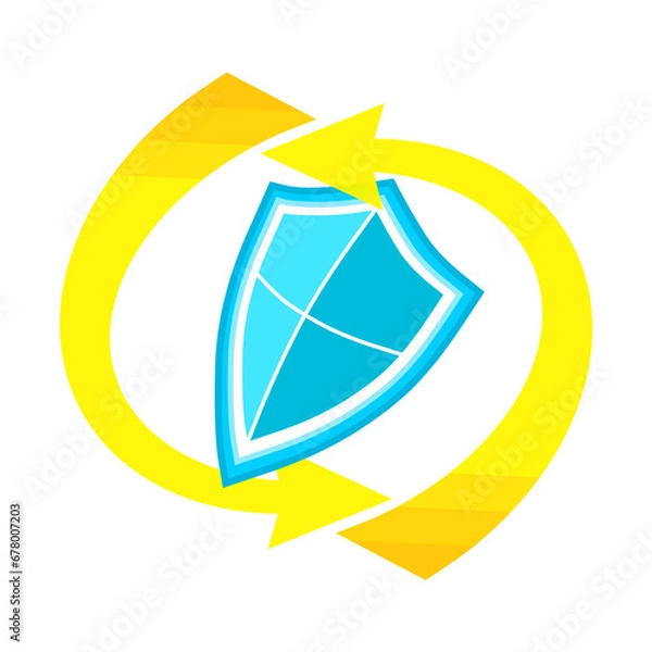 Obraz 水色のシールドと黄色のアロー（ウイルス対策ソフトの更新）