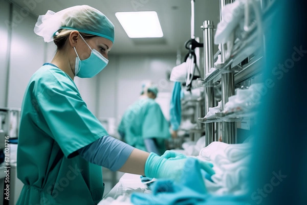 Fototapeta Enfermera trabajando en hospital