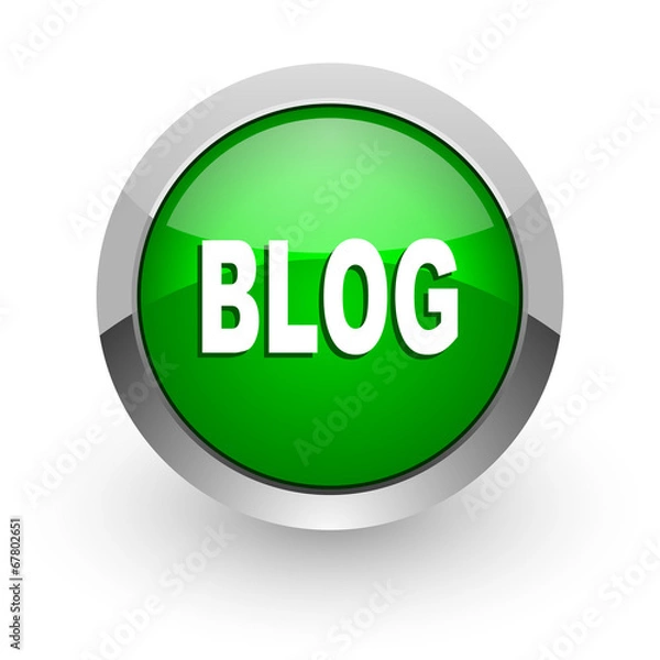 Fototapeta blog green glossy web icon