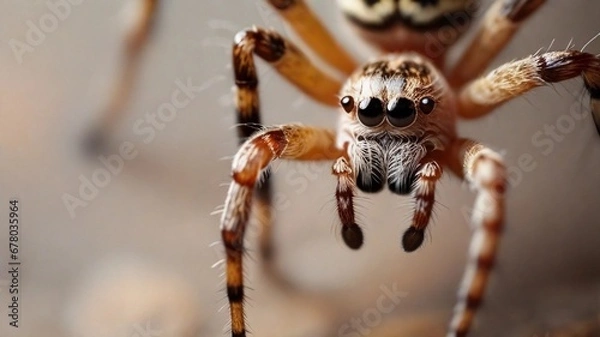 Obraz close-up portrait of a spider against textured background with space for text, AI generated, background image
