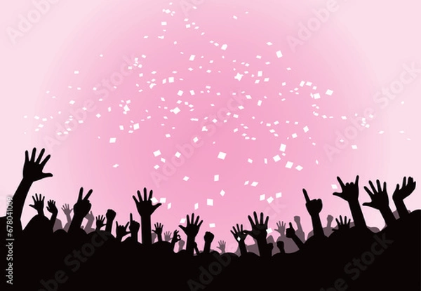 Fototapeta 歓喜する観客シルエットのイメージイラスト