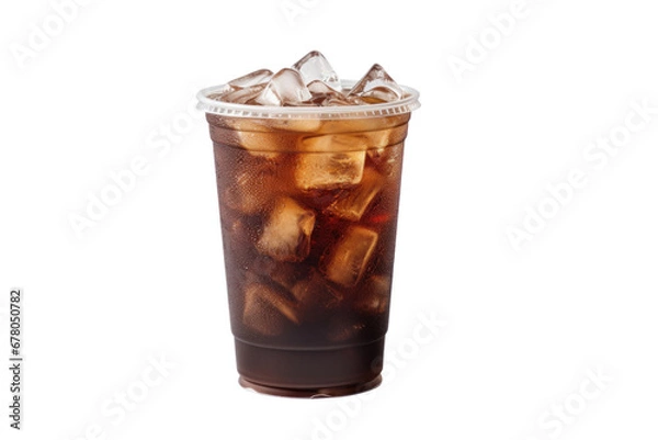Obraz Iced black coffee cup isolated on transparent background.