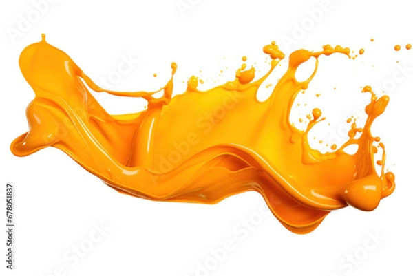 Fototapeta Orange color paint splash isolated on transparent background.