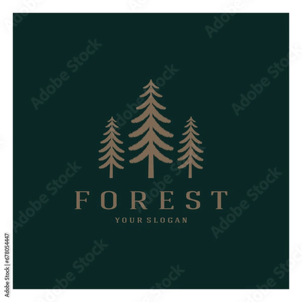 Fototapeta simple pine or fir tree logo,evergreen.for pine forest,adventurers,camping,nature,badges and business.vector