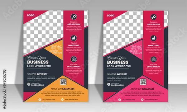 Obraz Creative Colorful Corporate Business Flyer Design Template, Unique layout & Minimal Design .
