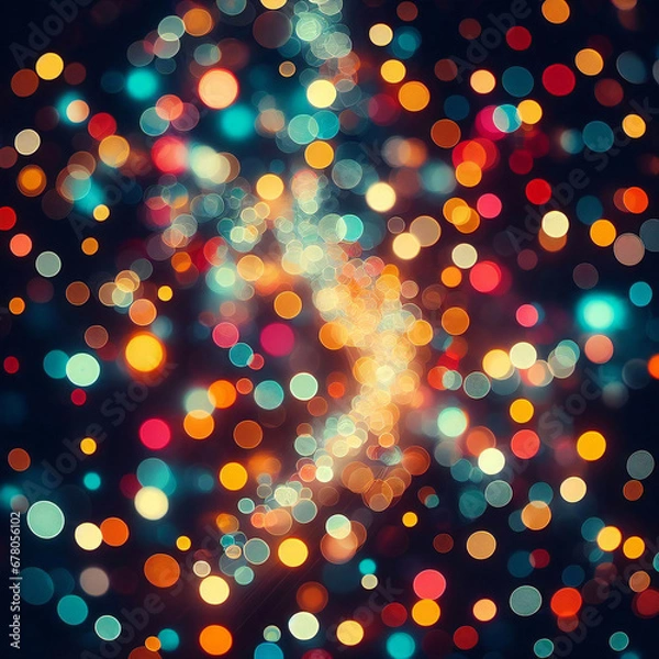 Fototapeta 黒背景にカラフルな玉ボケの抽象的な背景