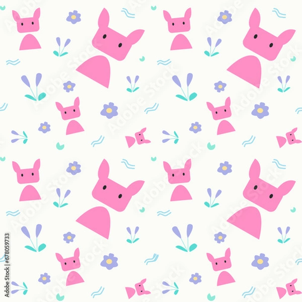 Fototapeta Nursery seamless patterns with cute characters.Designs for newborn apparel, textiles and wallpaper Vector illustration