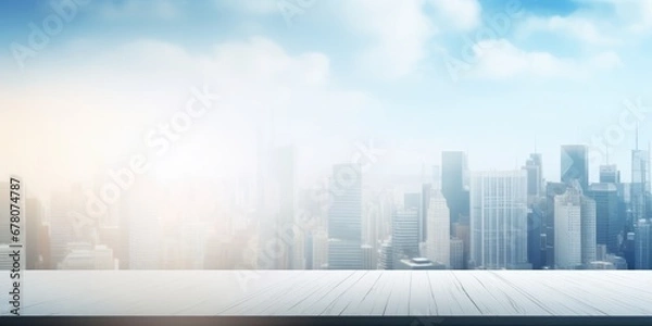 Obraz Blurry Office Background With Cityscape For Presentations
